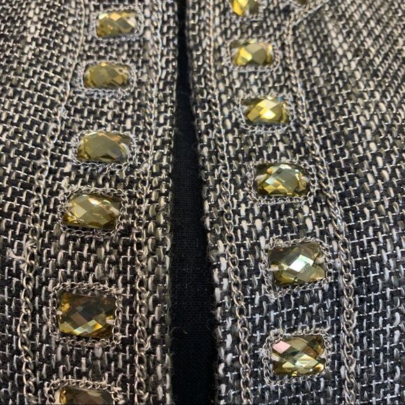 Chicos Jeweled Neckline Tweed Blazer Jacket Pockets Tunic Length Sz 16🇨🇦 - Picture 8 of 12